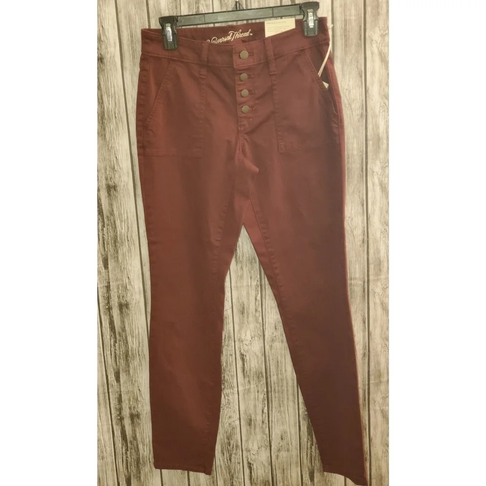 Universal Thread burgundy skinny utility jeans Size 2 - Picture 2 of 11